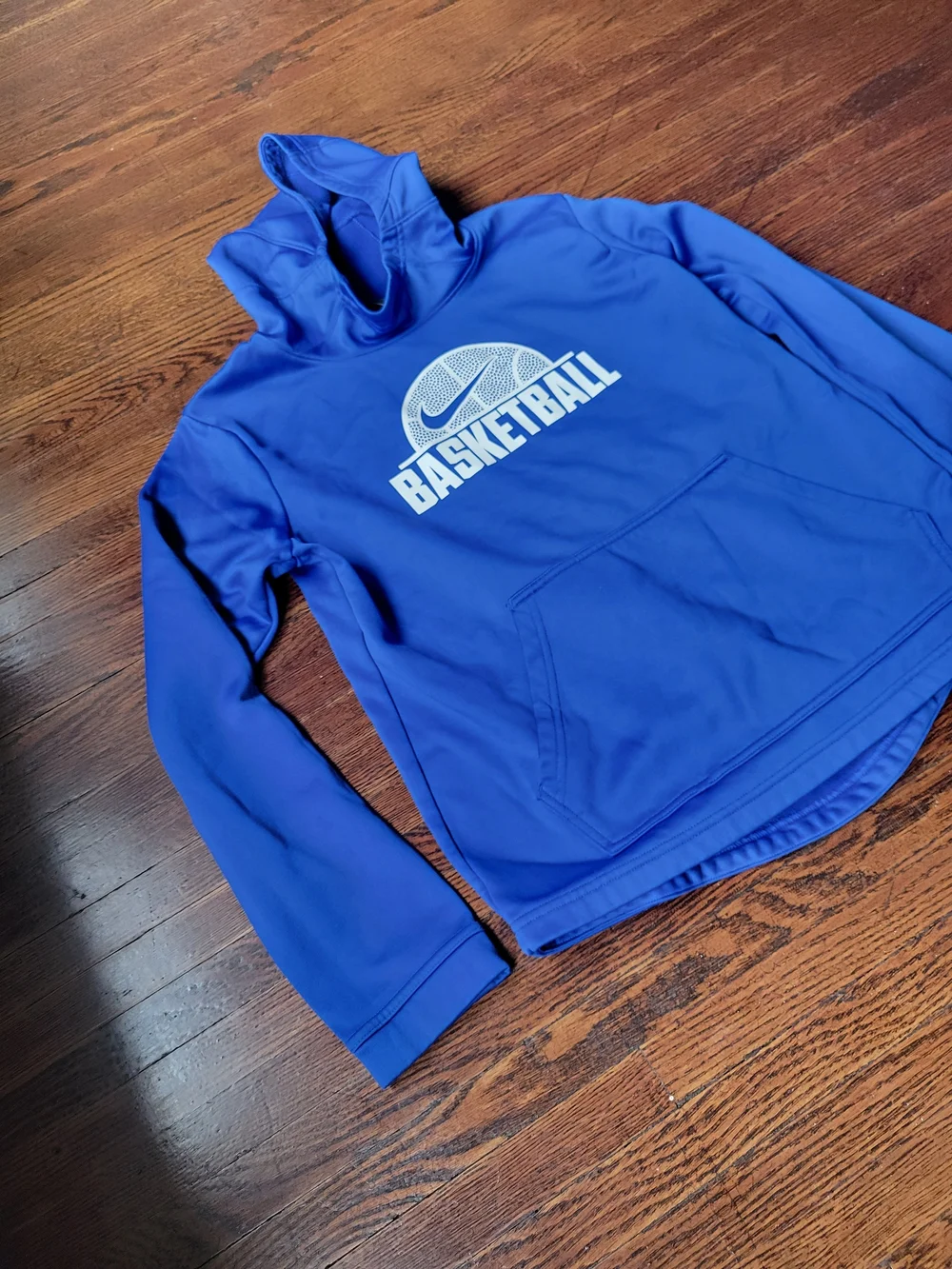 Nike Basketball Boys Blue White Hoodie Sweatshirt XL Activewear Dri Fit